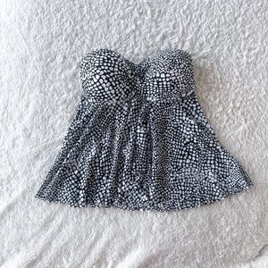 Merona Y2K Flowy Babydoll Strapless Swim Top Pattern Polka Dot Chiffon Target